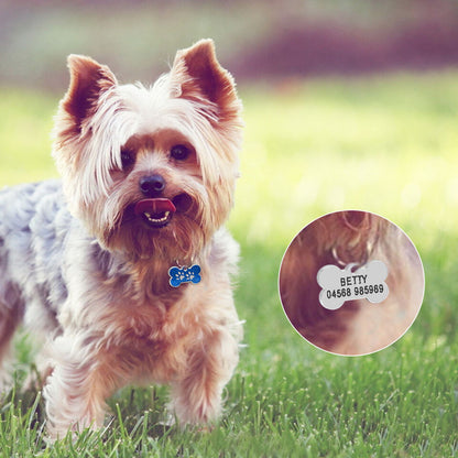 Personalized Pet Name Tags with Dog Bone-Shaped and Paw Print - custom pet ID tag, engraved puppy name tag, cute puppy ID tag for dog collar