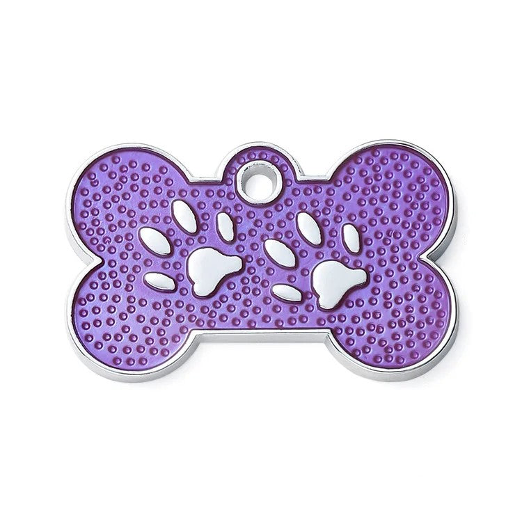 Personalized Pet Name Tags with Dog Bone-Shaped and Paw Print - custom pet ID tag, engraved puppy name tag, cute puppy ID tag for dog collar