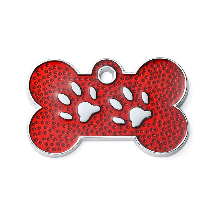 Personalized Pet Name Tags with Dog Bone-Shaped and Paw Print - custom pet ID tag, engraved puppy name tag, cute puppy ID tag for dog collar