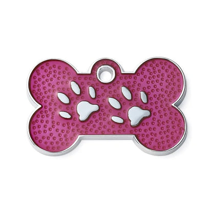 Personalized Pet Name Tags with Dog Bone-Shaped and Paw Print - custom pet ID tag, engraved puppy name tag, cute puppy ID tag for dog collar