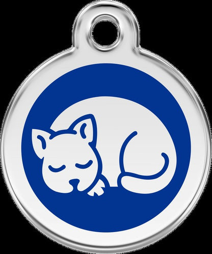 Personalized Sleeping Pet ID Tags with Trigger Snap Hook for Kittens and Cats Featuring Laser Engraving of Pet Name and Phone Number