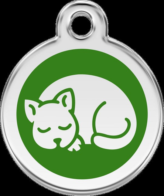 Personalized Sleeping Pet ID Tags with Trigger Snap Hook for Kittens and Cats Featuring Laser Engraving of Pet Name and Phone Number