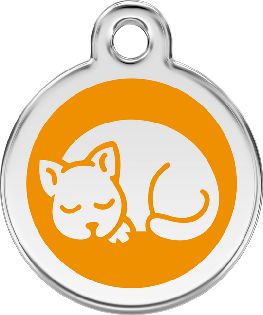 Personalized Sleeping Pet ID Tags with Trigger Snap Hook for Kittens and Cats Featuring Laser Engraving of Pet Name and Phone Number
