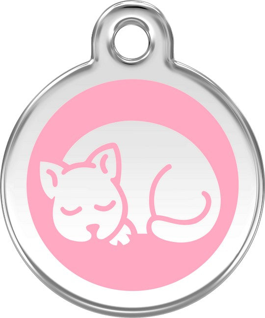 Personalized Sleeping Pet ID Tags with Trigger Snap Hook for Kittens and Cats Featuring Laser Engraving of Pet Name and Phone Number