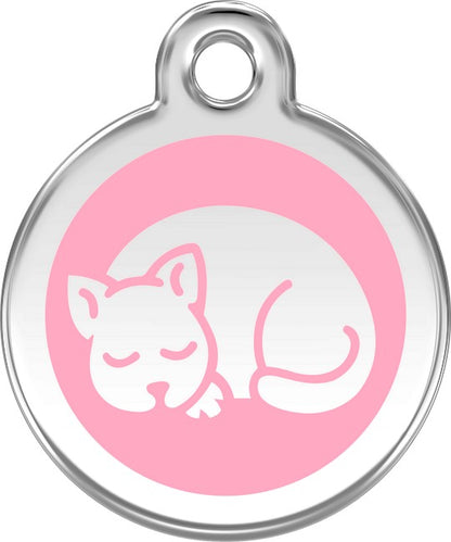 Personalized Sleeping Pet ID Tags with Trigger Snap Hook for Kittens and Cats Featuring Laser Engraving of Pet Name and Phone Number