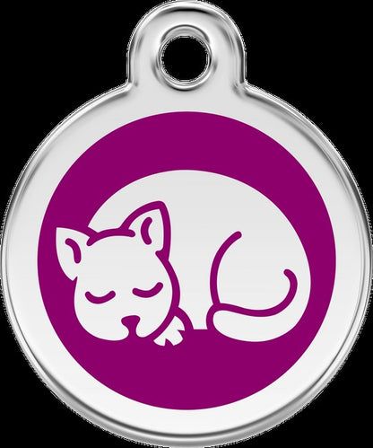 Personalized Sleeping Pet ID Tags with Trigger Snap Hook for Kittens and Cats Featuring Laser Engraving of Pet Name and Phone Number